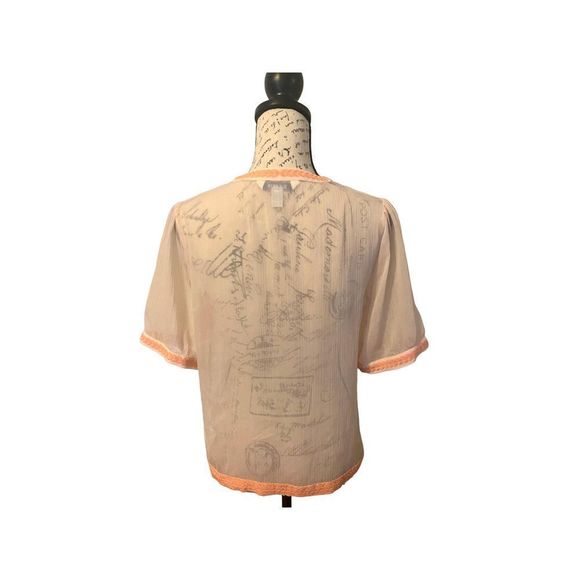 Peach Blouse with Delicate Coral inlaid stitching - Picture 5 of 16